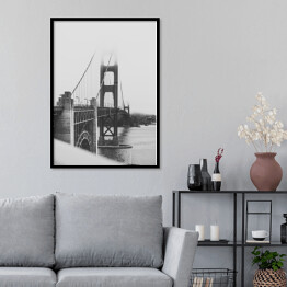Plakat w ramie Golden Gate Bridge w odcieniach szarości
