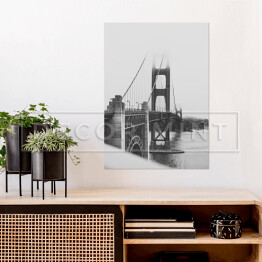 Plakat samoprzylepny Golden Gate Bridge w odcieniach szarości