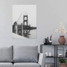 Plakat samoprzylepny Golden Gate Bridge w odcieniach szarości