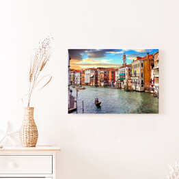 Obraz na płótnie Romantyczna podróż w Wenecji o zachodzie słońca, Wielki Kanał, Włochy