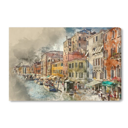 Obraz na płótnie Romantyczne kanały w Wenecji - rysunek