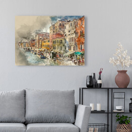 Obraz na płótnie Romantyczne kanały w Wenecji - rysunek