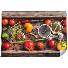 Fototapeta Pomidory, papryka i czosnek