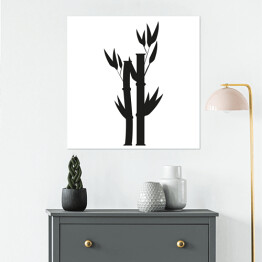 Plakat samoprzylepny Bambus - czarno biała ilustracja