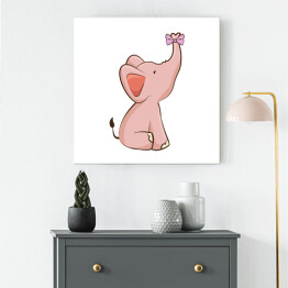 Różowy siedzący słoń - ilustracja