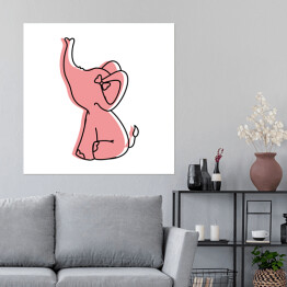 Plakat samoprzylepny Zabawny różowy słonik 