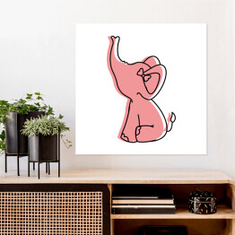Plakat samoprzylepny Zabawny różowy słonik 