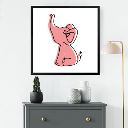 Obraz w ramie Zabawny różowy słonik 