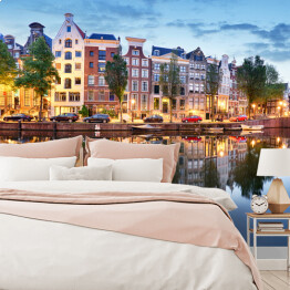 Fototapeta winylowa zmywalna Amsterdam nocą - Holandia
