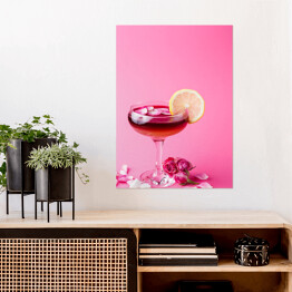 Plakat samoprzylepny Różany koktajl na różowym tle