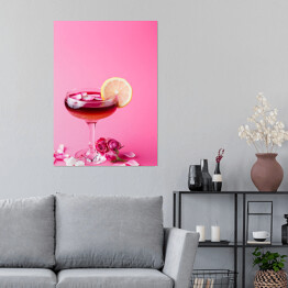 Plakat Różany koktajl na różowym tle