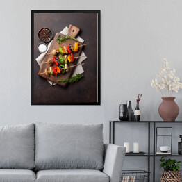 Obraz w ramie Grillowane warzywa na desce do krojenia