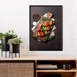 Obraz w ramie Grillowane warzywa na desce do krojenia