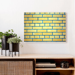Obraz na płótnie Ściana z żółtymi cegłami