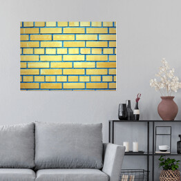 Plakat Ściana z żółtymi cegłami