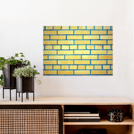 Plakat samoprzylepny Ściana z żółtymi cegłami