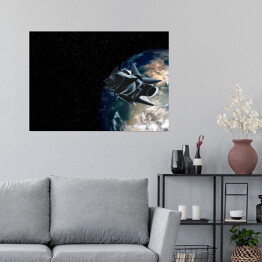 Plakat Statek kosmiczny obcych na tle planety