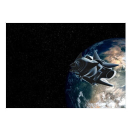Plakat Statek kosmiczny obcych na tle planety
