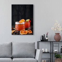 Obraz na płótnie Pomarańczowy koktajl na drewnianym tłe
