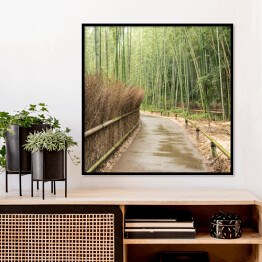 Plakat w ramie Mostek w bambusowym lesie w Kioto