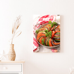 Obraz na płótnie Pomidor, bakłażan i cukinia w misce