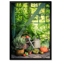 Plakat w ramie Wiejskie zbiory w ogrodzie pełnym warzyw i owoców