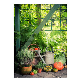 Plakat Wiejskie zbiory w ogrodzie pełnym warzyw i owoców