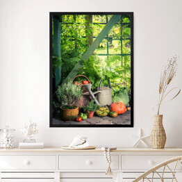 Obraz w ramie Wiejskie zbiory w ogrodzie pełnym warzyw i owoców
