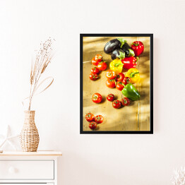 Obraz w ramie Papryka, pomidory i bakłażan