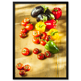 Plakat w ramie Papryka, pomidory i bakłażan