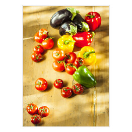 Plakat samoprzylepny Papryka, pomidory i bakłażan