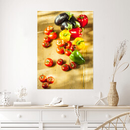 Plakat Papryka, pomidory i bakłażan
