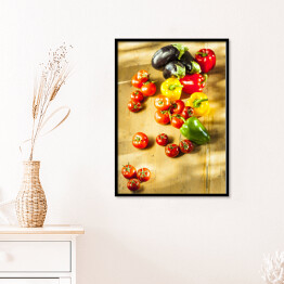 Plakat w ramie Papryka, pomidory i bakłażan