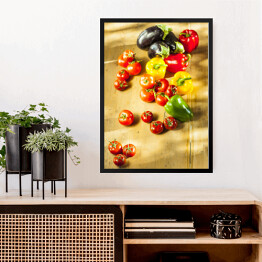 Obraz w ramie Papryka, pomidory i bakłażan