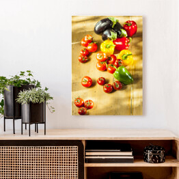 Obraz na płótnie Papryka, pomidory i bakłażan