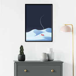 Plakat w ramie Domek w górach zimą - ilustracja