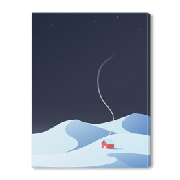 Obraz na płótnie Domek w górach zimą - ilustracja