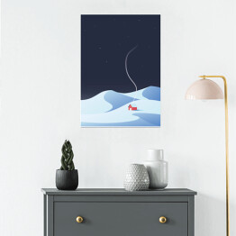 Plakat samoprzylepny Domek w górach zimą - ilustracja