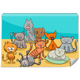 Fototapeta winylowa zmywalna Ilustracja - grupa śmiesznych kotów