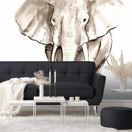 Biało czarna kwarela - ilustracja afrykańskiego słonia