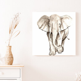 Obraz na płótnie Biało czarna kwarela - ilustracja afrykańskiego słonia