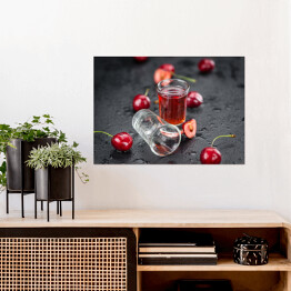 Plakat samoprzylepny Świeżo zrobiony likier wiśniowy