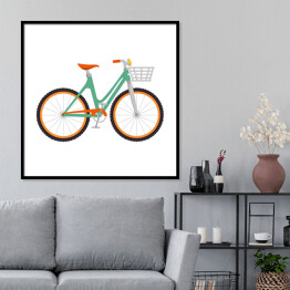 Plakat w ramie Ładny rower z koszem 
