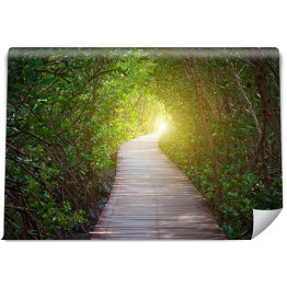 Fototapeta winylowa zmywalna Drewniany most i naturalny tunel z drzew