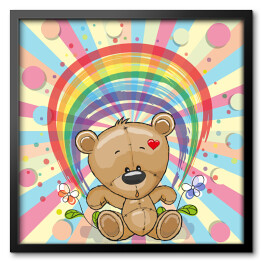 Obraz w ramie Niedźwiedź z tęczą - kolorowa ilustracja