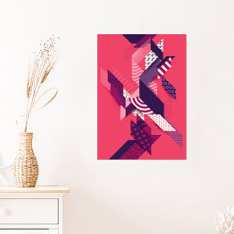 Plakat Abstrakcja w odcieniach różu, bieli i granatu