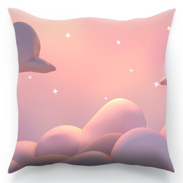 Poduszka Pastelowe niebo w odcieniach różu i fioletu z efektem 3D