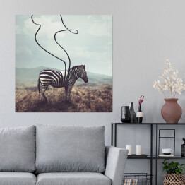 Plakat samoprzylepny Zebra na plaży