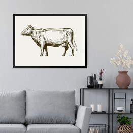 Obraz w ramie Stojąca krowa - widok z profilu