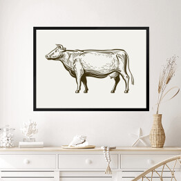 Obraz w ramie Stojąca krowa - widok z profilu